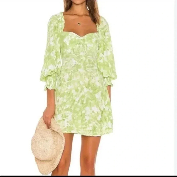 Faithfull the brand Arianne Roos green mini dress in lime - Picture 3 of 15